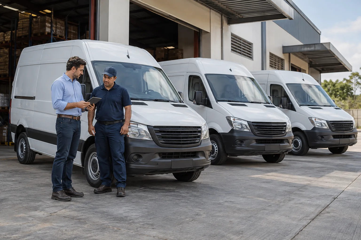 Veículos utilitários organizados em uma frota empresarial