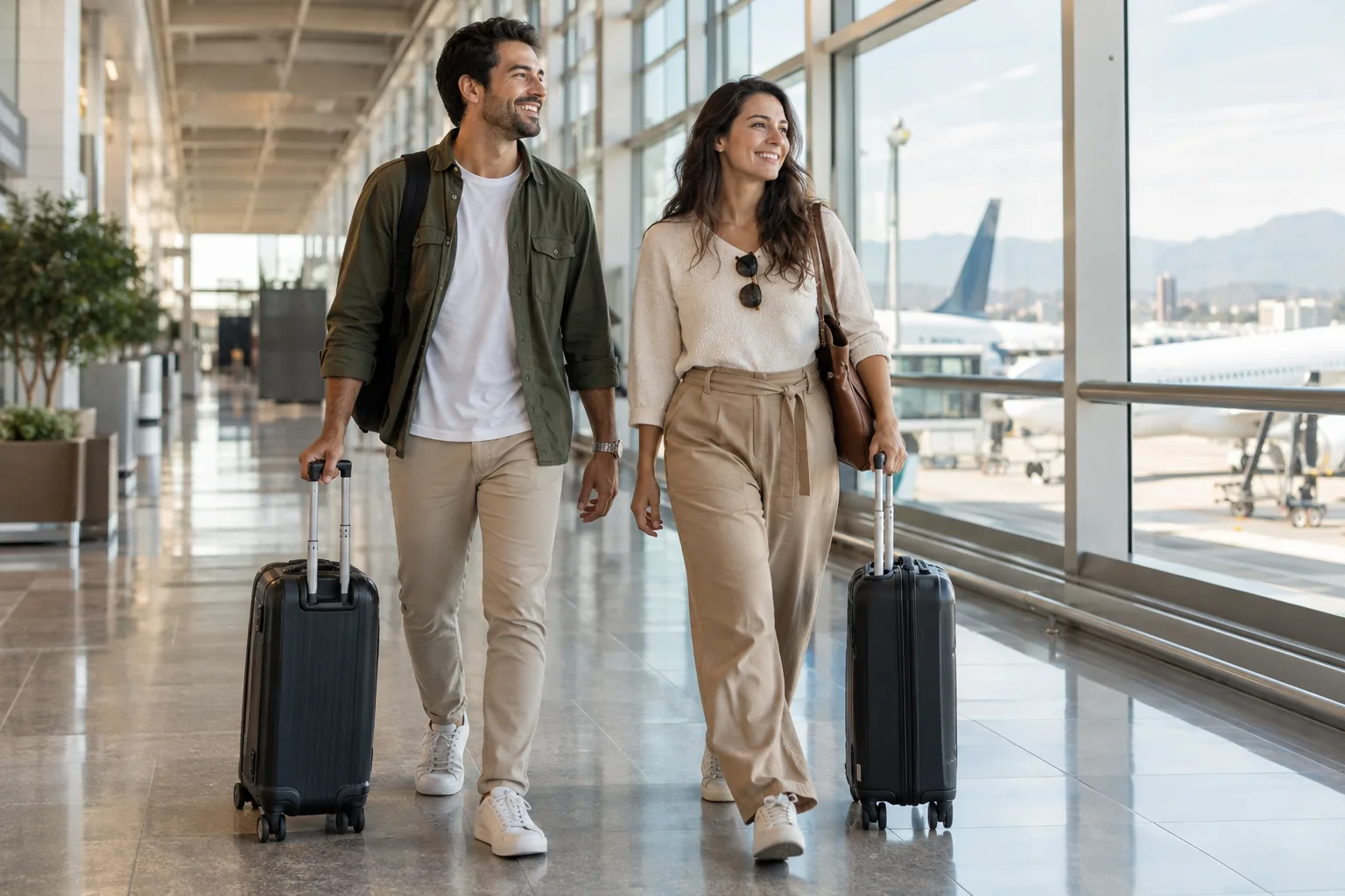 Viajantes com malas em um aeroporto